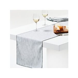 New! Crate&Barrel Mercer Merrow-Stitch Green Stripe Table Runner 120”